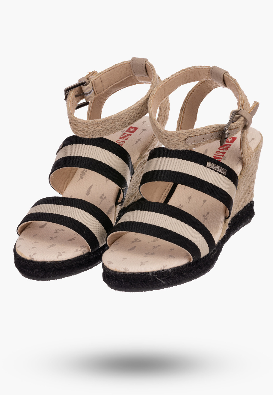Sandały na koturnie Big Star Czarne Buty Damskie LL274884