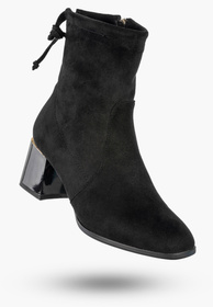 Botki Damskie Buty Ocieplane Na Klocku Na Zimę Eleganckie Czarne GOODIN