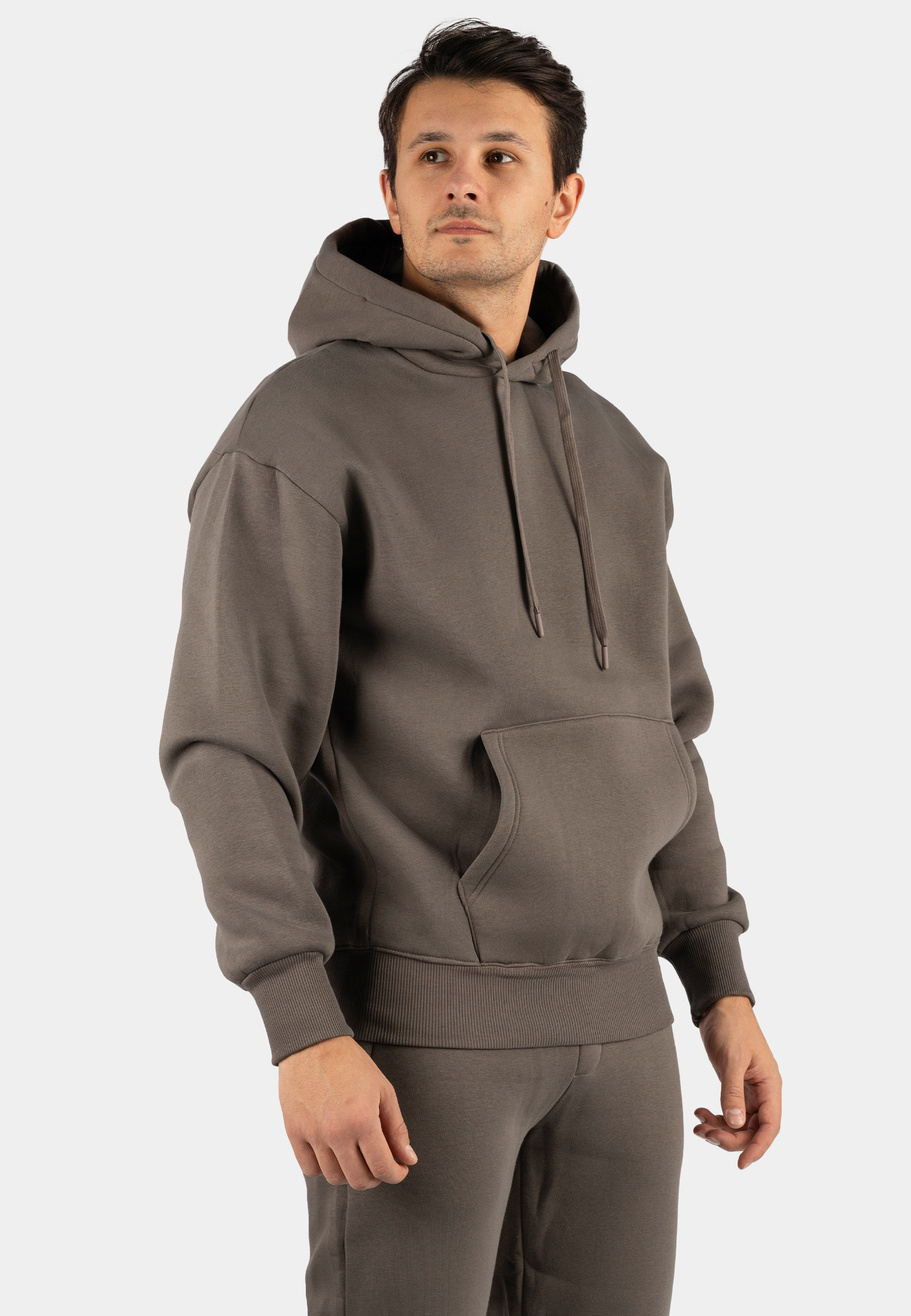 Komplet Dresowy Męski Ocieplany Bluza z kapturem Dresy Basic Khaki