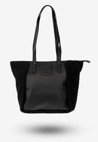 Torebka Damska Shopper Ze Wstawką Sztucznego Futerka Czarna Big Star OO574005