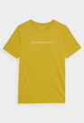 Koszulka Męska 4F Sportowy T-shirt Regular Z Nadrukiem Żółty TTSHM1156