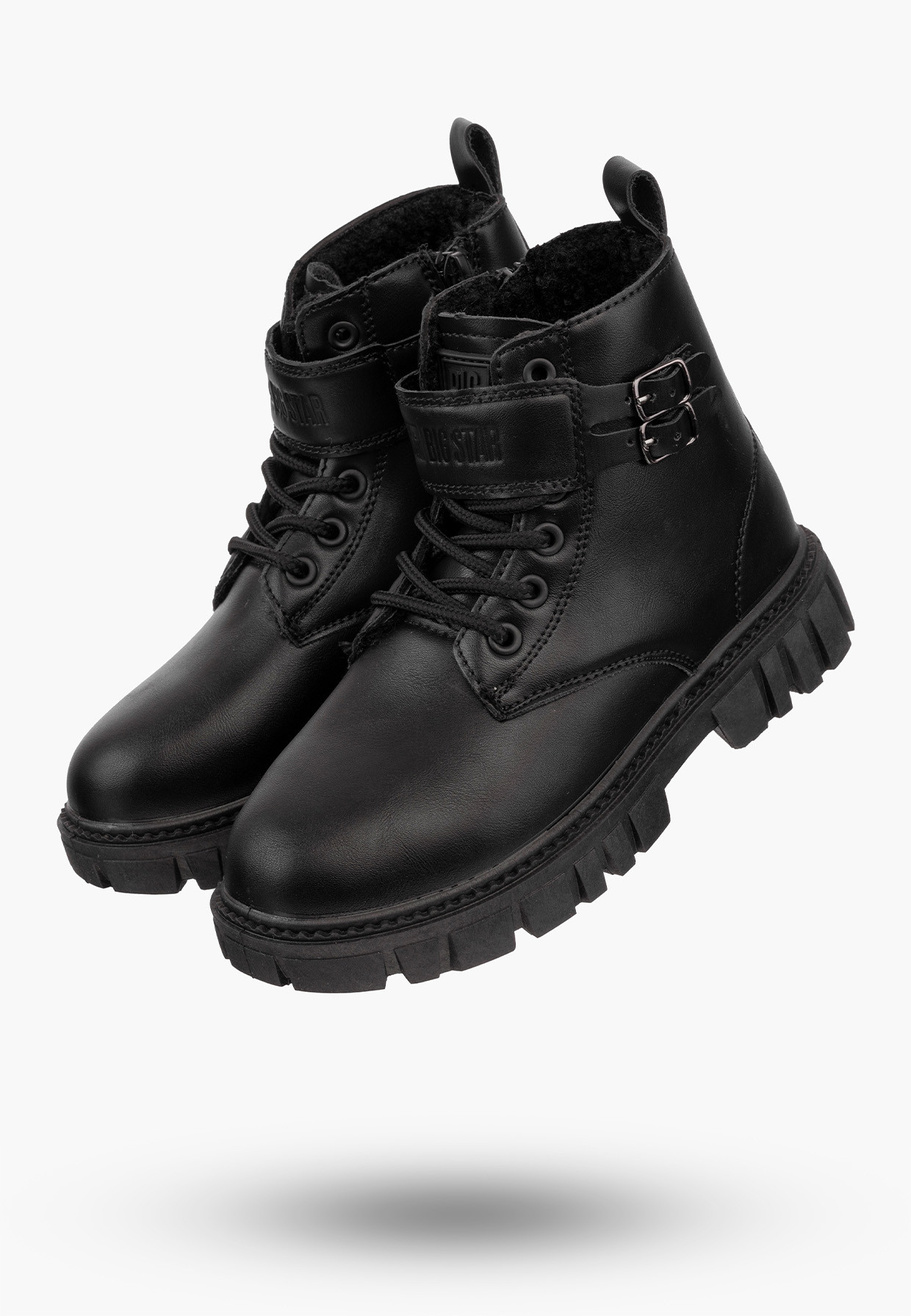 Buty Dziewczęce BIG STAR Trzewiki Ocieplane Eko Skóra Czarne OO374084