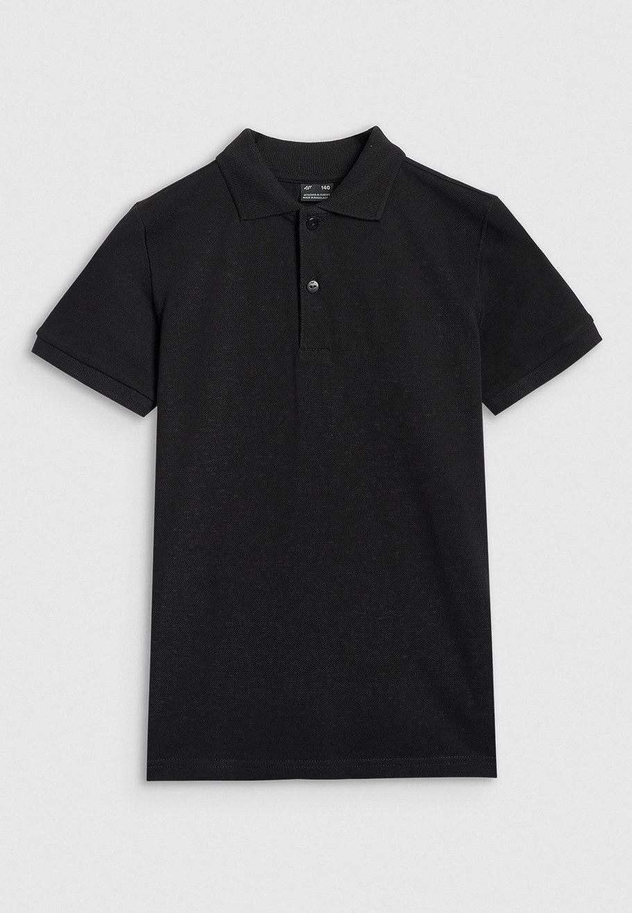 Koszulka Chłopięca 4F T-shirt Polo Z Kołnierzem Czarny 4FJWAW25TPTSM614