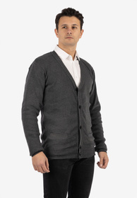 Sweter Męski Rozpinany Klasyczny Elegancki Wygodny Na Guziki Szary MUST