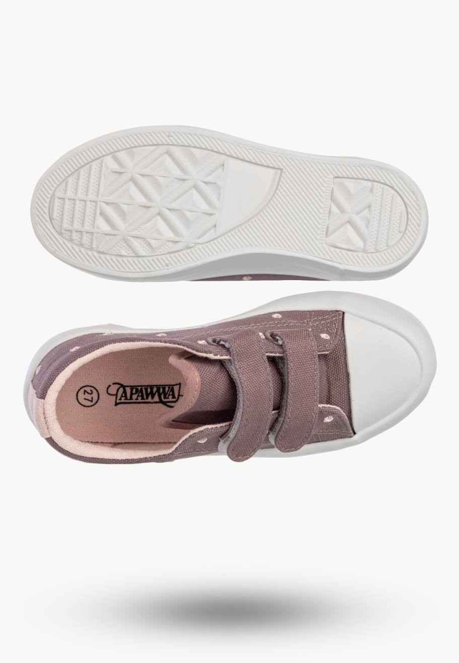 Trampki Dziecięce Buty Na Rzepy Sportowe Sneakersy Casual Fioletowe Apawwa