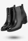 Botki Damskie Ekoskóra Buty Eleganckie Na Klocku Jezzi Czarne