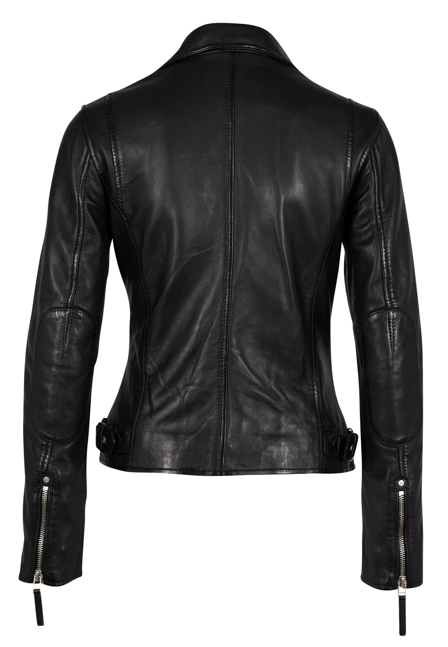 Kurtka Damska Mauritius Skóra Jagnięca Motocyklowa Biker Czarna 1801-0003