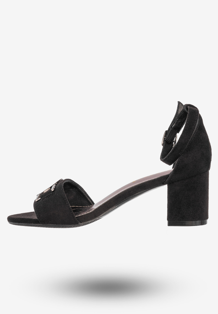 Sandały Damskie Na Klocku Buty Eleganckie Potocki Czarne 23-20008BK