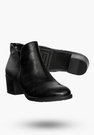 Buty Damskie Botki Ekoskóra Ocieplane Na Klocku Na Zimę Modne Czarne ASA128-33