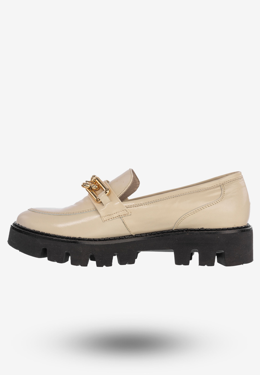 Półbuty Damskie Buty Skórzane Eleganckie Beżowe Modne 3982/001-P