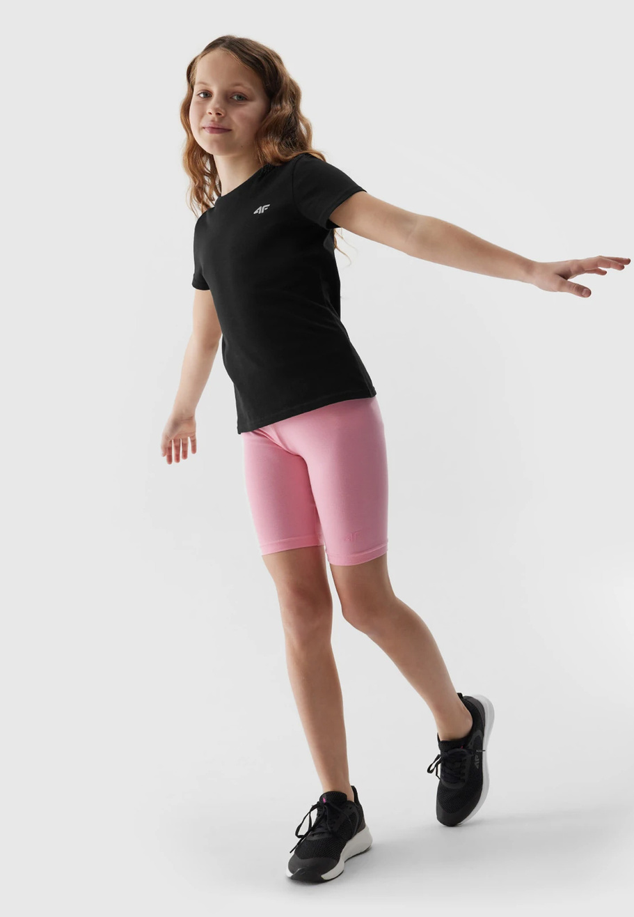 Legginsy Dziewczęce Kolarki 4F dzianinowe jasny róż 4FJWSS24TTIGF129