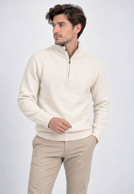 Sweter męski biały półgolf na półzamek delikatnie grubszy casual