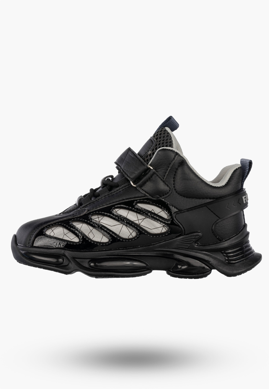 Sneakersy Dziecięce Ekoskóra Buty Sportowe Na Rzepy Półbuty Czarne Apawwa