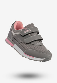 Sneakersy Dziecięce Na Rzepy Buty Sportowe Skórzana Wkładka Szare Gelteo F-668