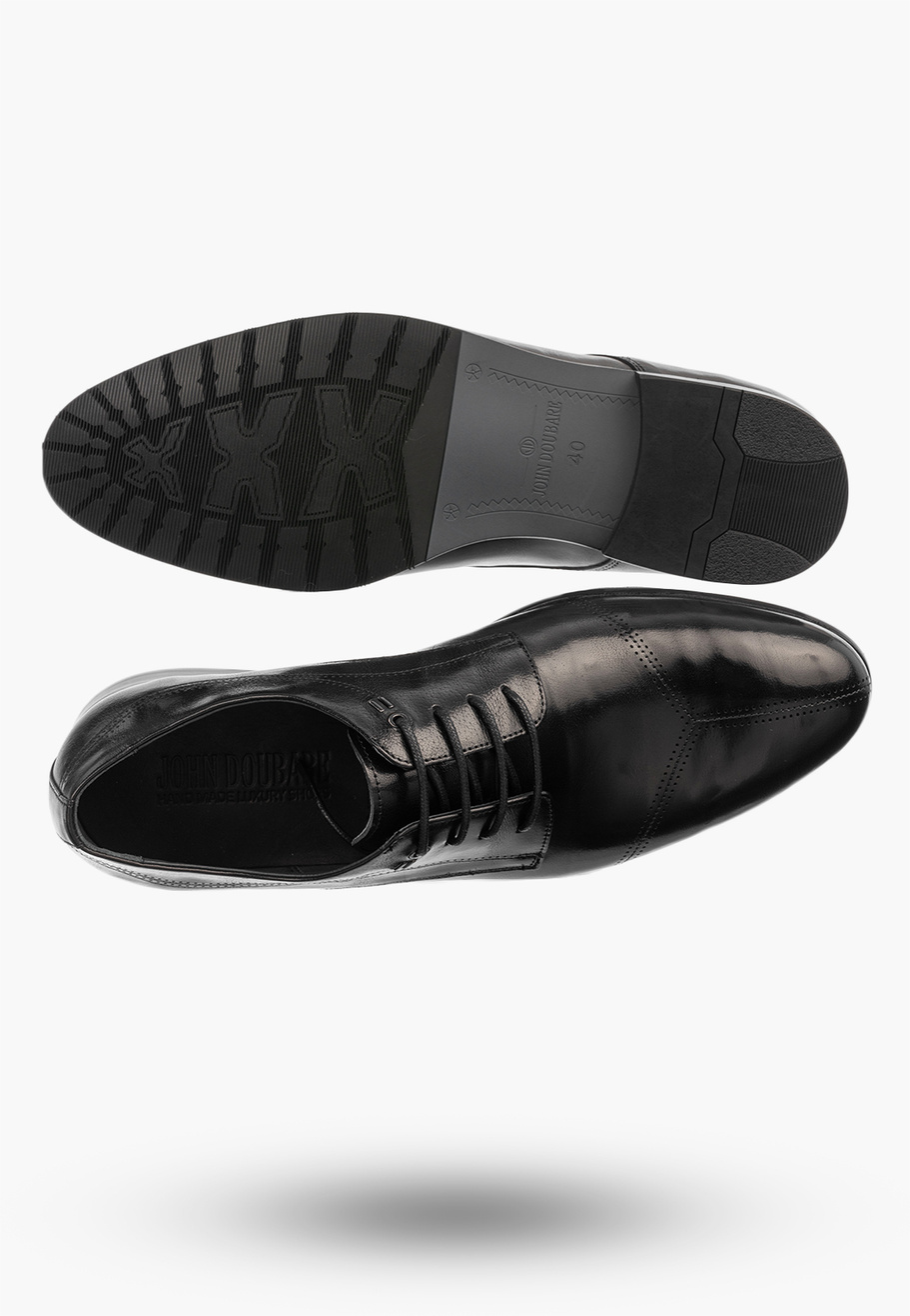 Buty Wizytowe Męskie Skórzane Eleganckie Półbuty JOHN DOUBARE Czarne