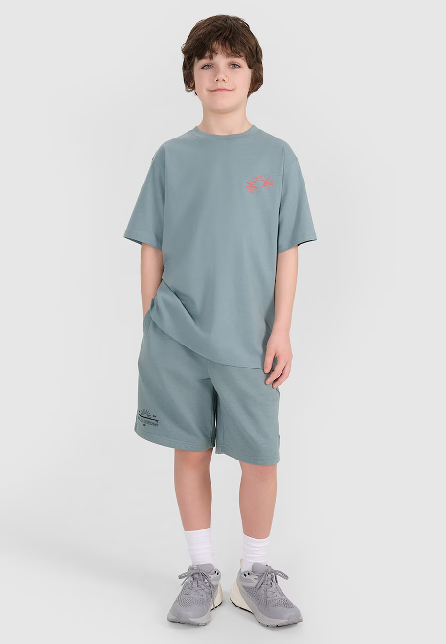 Koszulka Chłopięca 4F Sportowa Bawełniana Oversize T-Shirt Turkusowa 4FJWSS25TTSHM1914