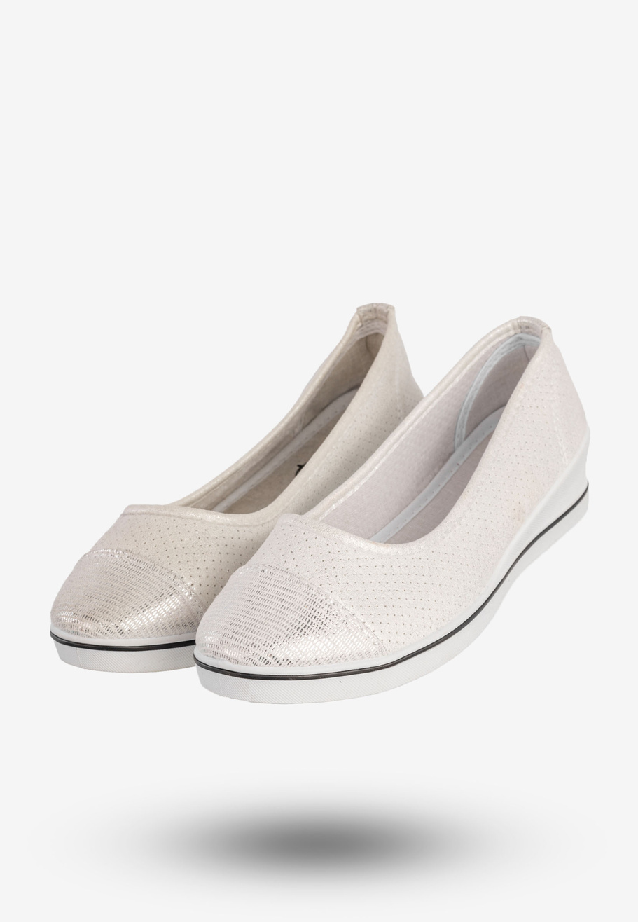 Baleriny Damskie Buty Wsuwane Półbuty Casual Białe News 8TX02-0266
