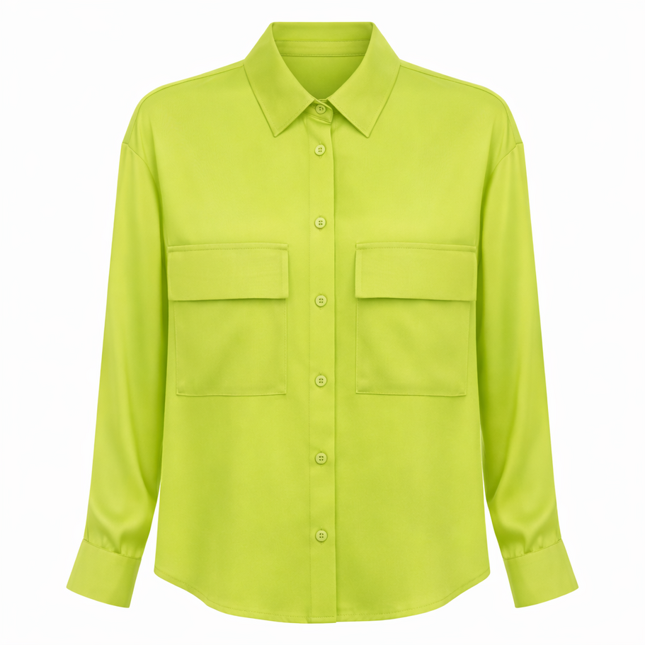 Koszula Damska Elegancka Limonkowa Oversize Wizytowa Wiskoza EDAN