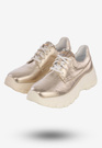 Sneakersy Buty Damskie Półbuty Skórzane Sportowe Złote Eleganckie 2365A