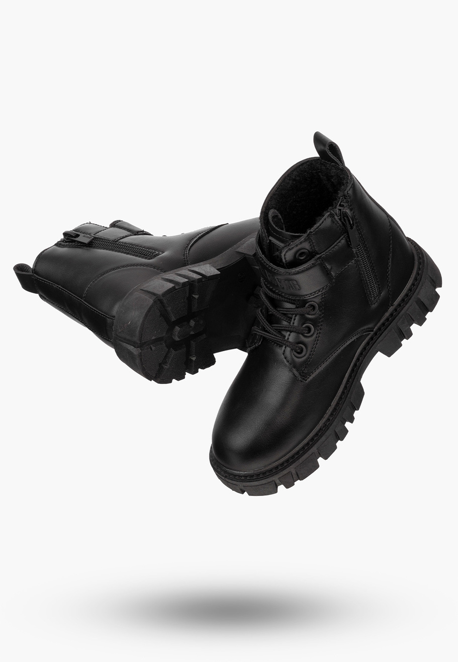 Buty Dziewczęce BIG STAR Trzewiki Ocieplane Eko Skóra Czarne OO374084