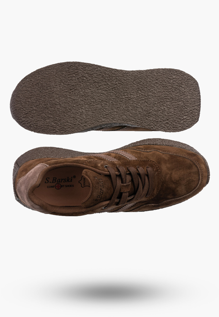 Sneakersy Damskie Skórzane Buty Sportowe Półbuty Brązowe S.Barski