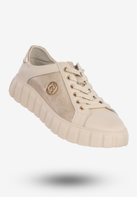 Sneakersy Damskie Buty Skórzane Na Wiosnę Lato Beżowe Eleganckie GD-XF-71
