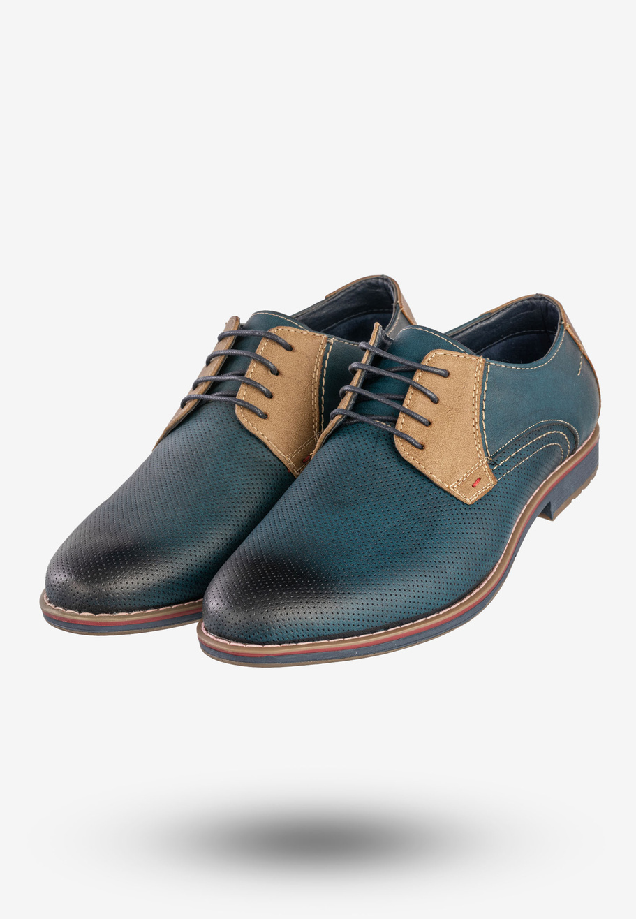 Półbuty Wizytowe Męskie Ekoskóra Buty Eleganckie Granatowe Goodin GD-LJ-930