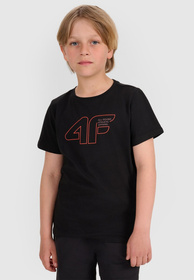 Koszulka Chłopięca 4F T-shirt Z Logo Sportowy Czarny 4FJWAW25TTSHM2417