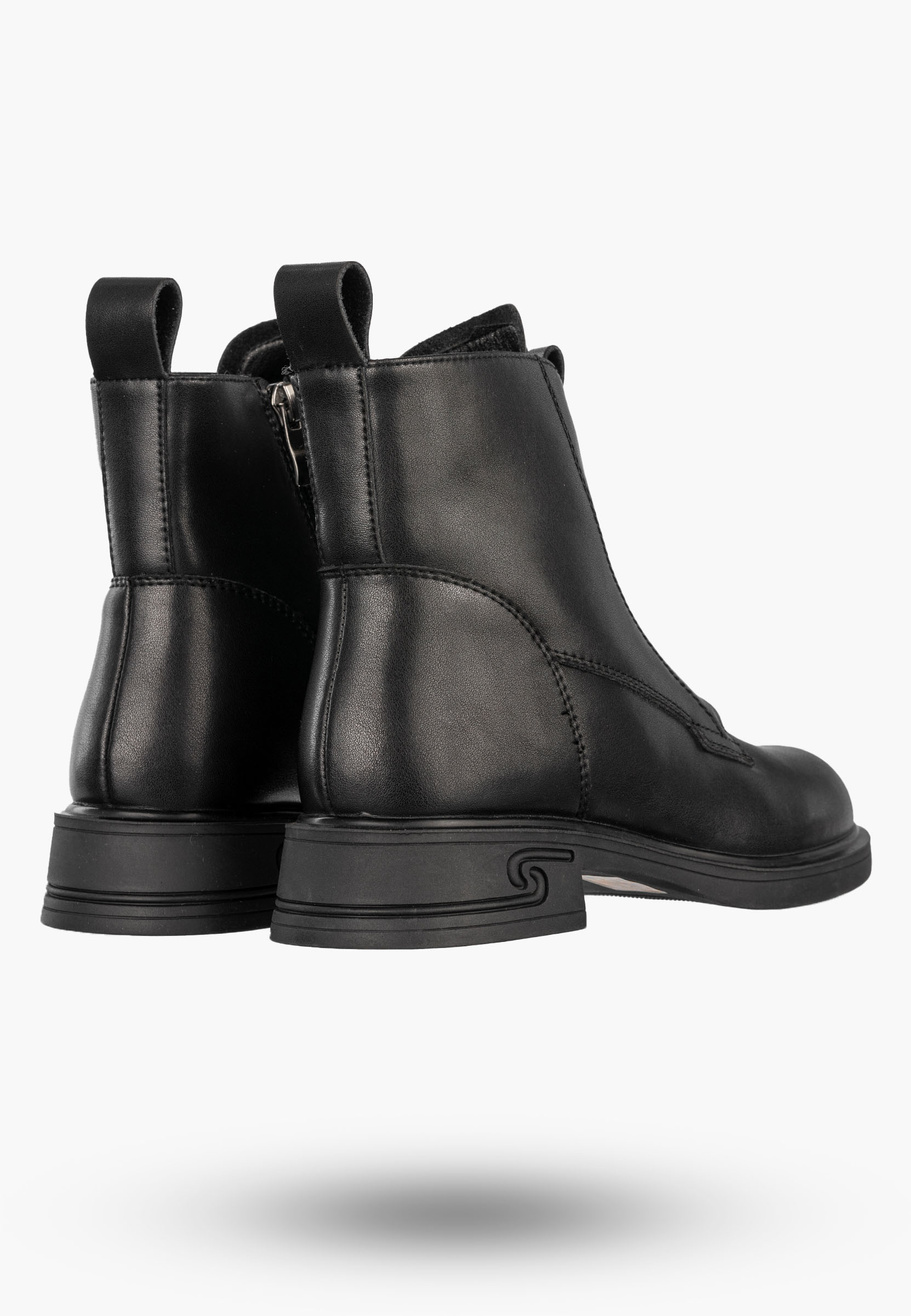 Botki Damskie Skórzane Buty Na Zimę Ocieplane Klasyczne Czarne Cambell 24-60309BK