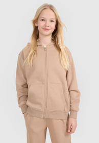 Bluza Dziewczęca 4F Rozpinana z Kapturem Oversize Beżowa 4FJWSS25TSWSF1853