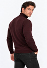 Golf Męski Elegancki Sweter Slim Fit Dopasowany Klasyczny Bordowy