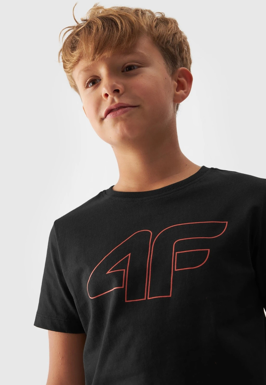 Koszulka 4F Czarny T-shirt chłopięcy Regular 4FJWMM00TTSHM1627