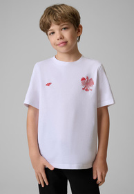 Koszulka Chłopięca 4F T-shirt Kibica Z Orłem Białym Regular Biała 4FJSMM00TTSHU2236