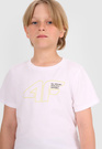 Koszulka Dziecięca 4F T-Shirt Sportowy Bawełniany Z Nadrukiem Biały 4FJWAW25TTSHM2417