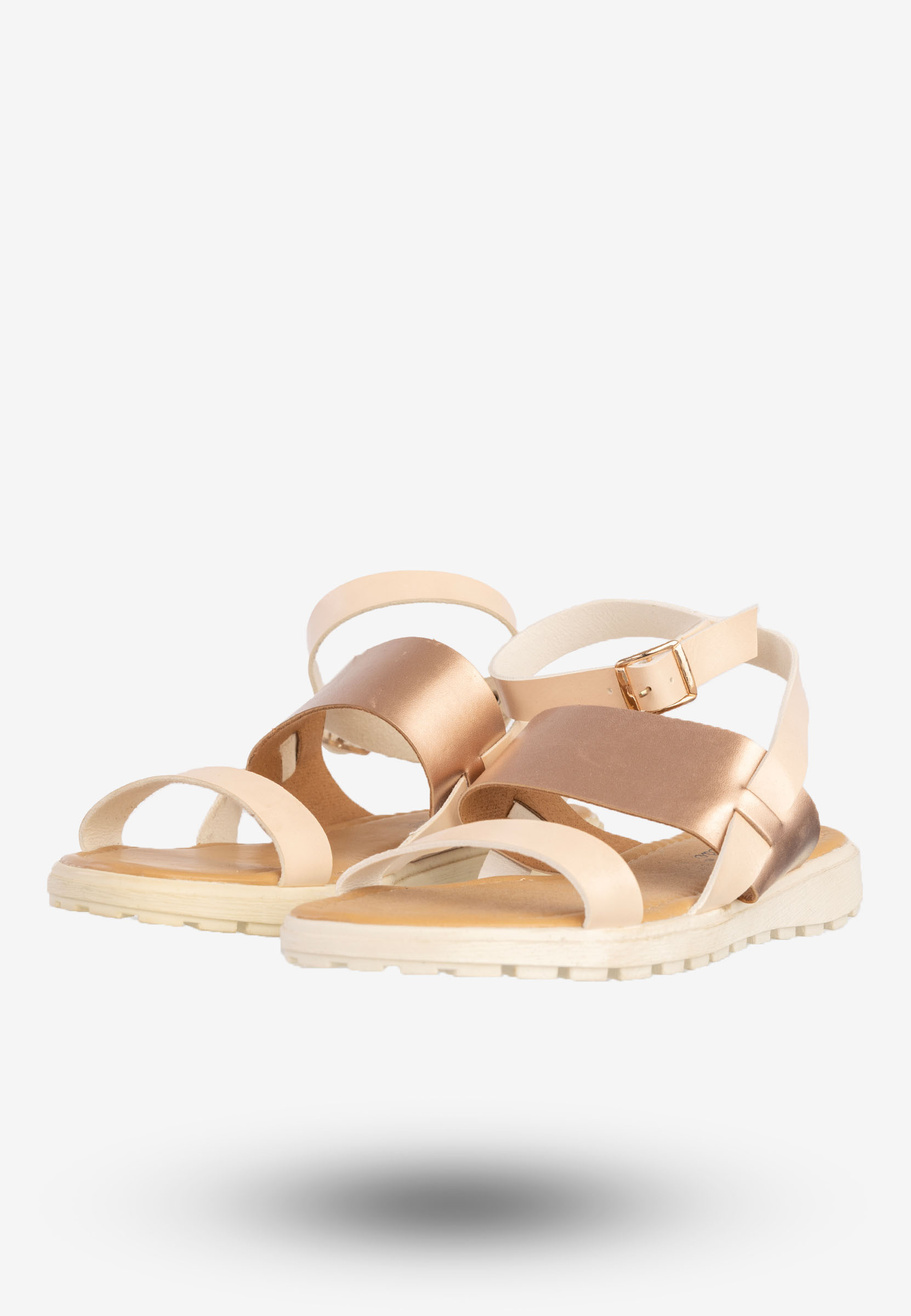 Sandały Damskie Ekoskóra Buty Eleganckie Super Mode Morelowe 50177
