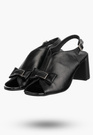 Sandały Damskie Ekoskóra Buty Eleganckie Na Słupku Czarne Jezzi RMR25112-3