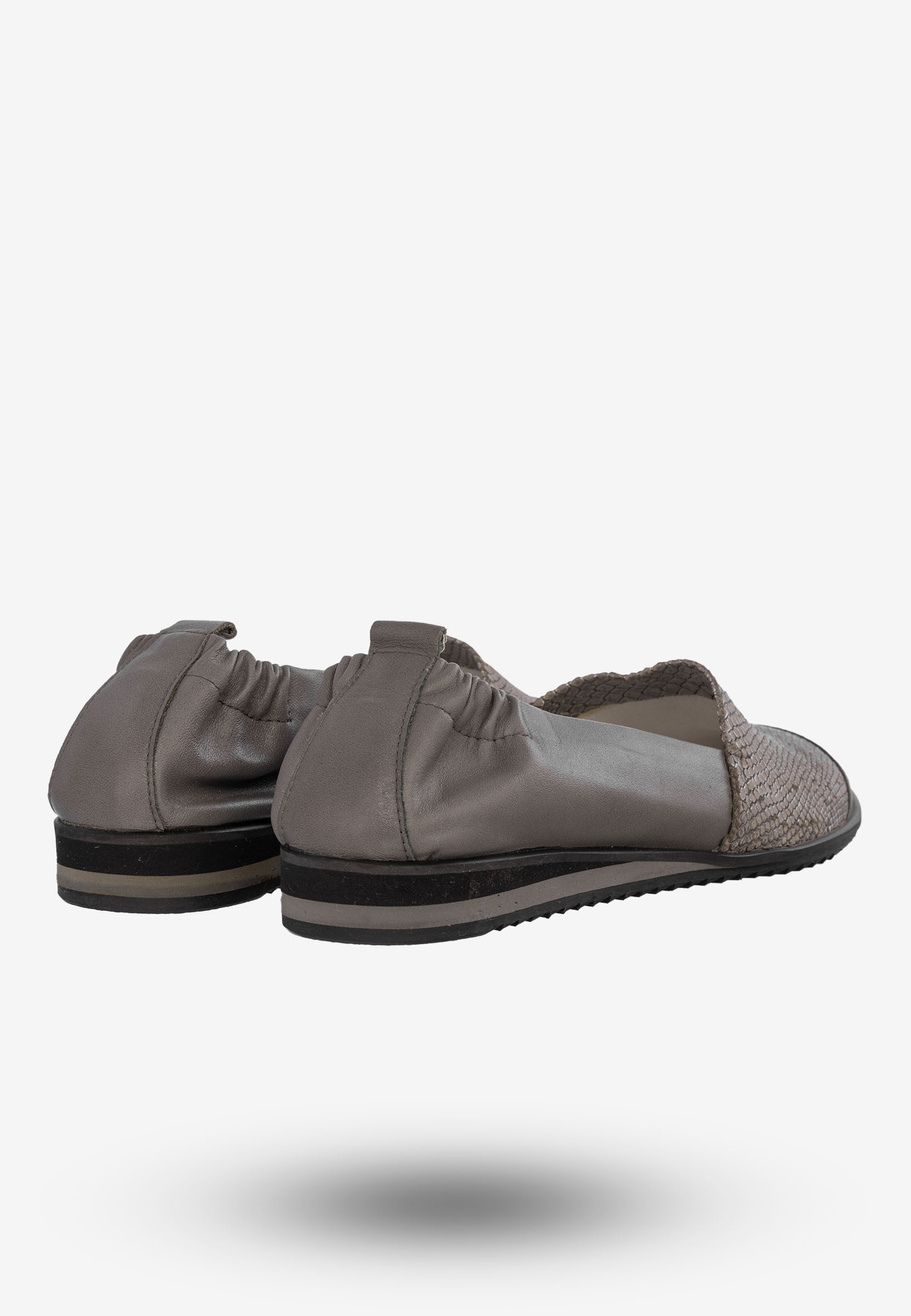 Baleriny Damskie Buty Ze Skóry Naturalnej Szare Korda 1539