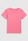 Koszulka Dziewczęca 4F Sportowa Bawełniana T-Shirt Z Logo Różowa 4FJWSS26TTSHF3004