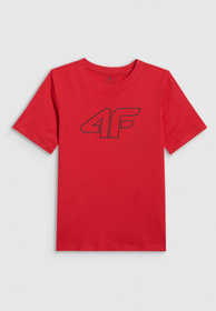 Koszulka Chłopięca 4F T-shirt Sportowy Regular Czerwona 4FJWSS26TTSHM3007
