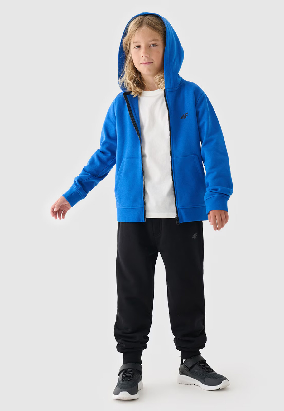 Bluza Chłopięca 4F Z Kapturem Rozpinana Niebieska 4FJWMM00TSWSM1295