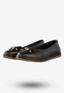 Baleriny Damskie Skórzane Buty Eleganckie Filippo Czarne DP6856/25BK