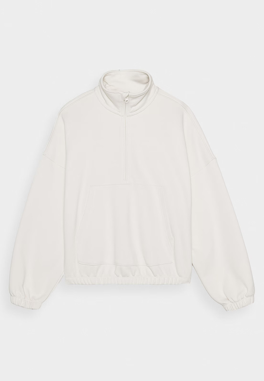 Bluza Dresowa Damska 4F Bez Kaptura Ze Stójką Beżowa 4FRAW24TSWSF1824