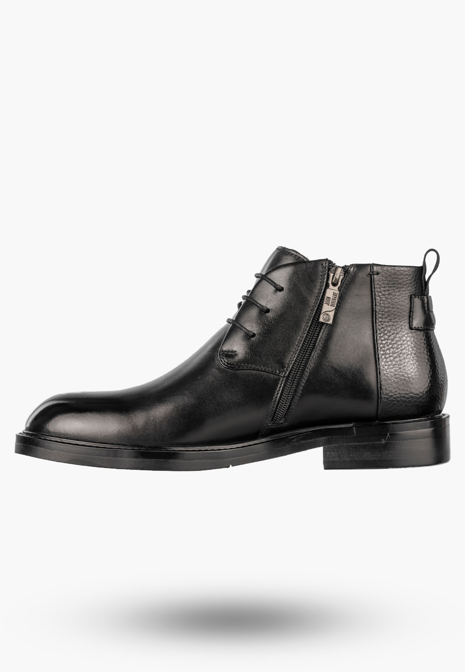 Buty Męskie JOHN DOUBARE Skórzane Botki Eleganckie Czarne H909-B205-SG3