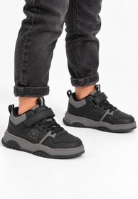 Buty Dziecięce Zimowe Ekoskóra Sneakersy Ocieplane Na Rzepy Trapery Czarne