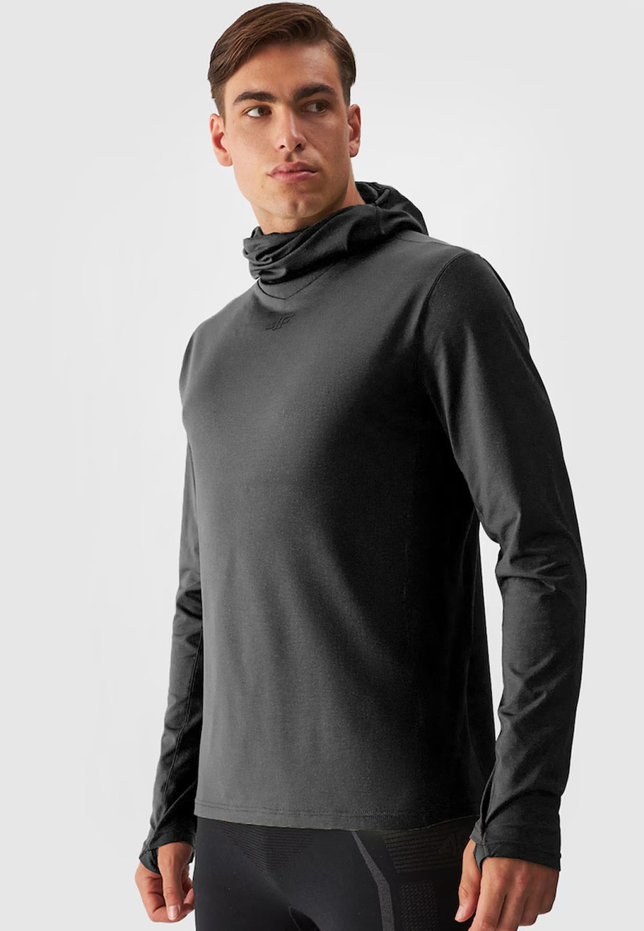 Bluza Termoaktywna Męska 4F Ocieplana z Kominiarką Narciarska Czarna 4FWAW24UBRUM077