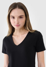 T-Shirt Damski 4F Slim Fit Koszulka z krótkim rękawem Czarna 4FWSS25TTSHF1990