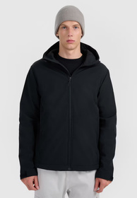 Kurtka Męska 4F Softshell Wiatroodporna Z Kapturem Czarna 4FWAW25TSOFM362
