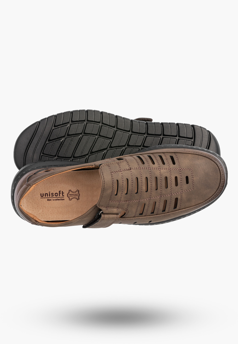 Półbuty Męskie Ekoskóra Eleganckie Buty Brązowe Unisoft 26MN-9743