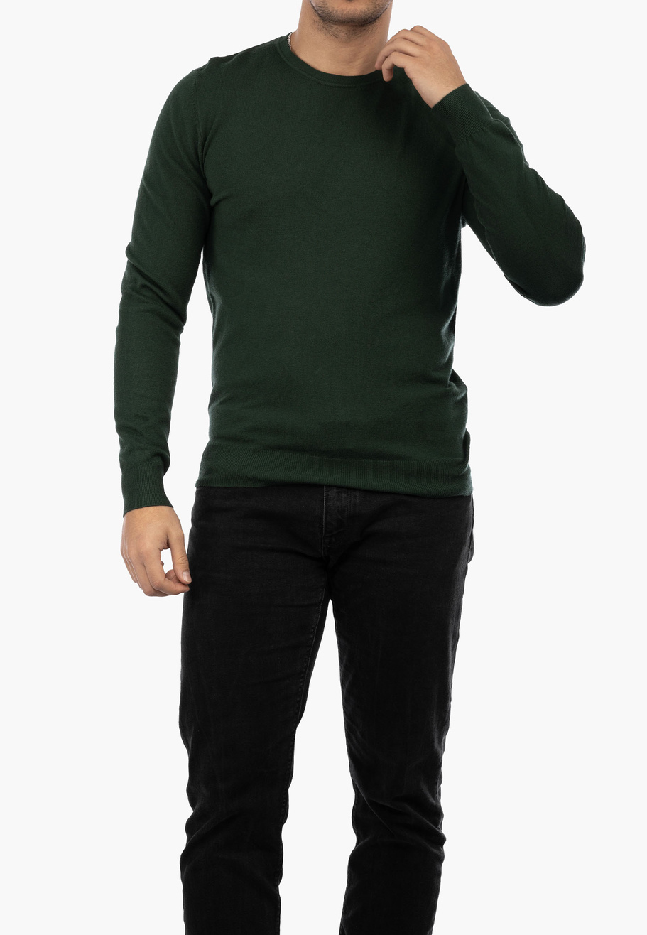 Sweter Męski Elegancki Klasyczny Basic Zielony S-Z-1-2024