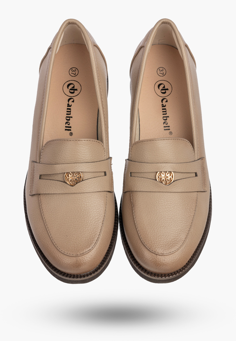 Mokasyny Damskie Skórzane Półbuty Eleganckie Buty Casual Beżowe Cambell 26-19301